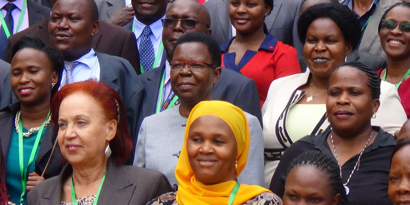 Participants at the Financing Agriculture conference pose for a photo at Speke resort Munyonyo. How to turn rhetoric into action remains the chalenge