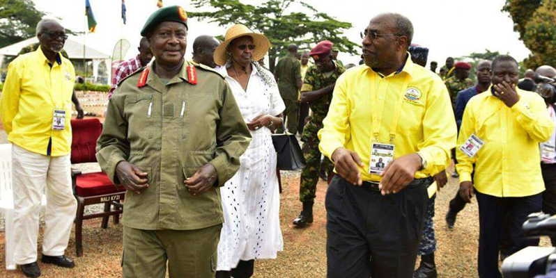 President Museveni with some of his cabinet ministers in Kyankwanzi recently