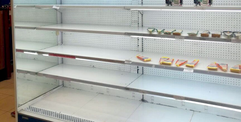Empty shelves in supermarkets