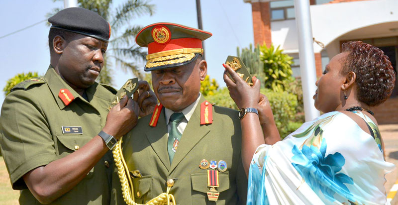 Lt. General Charles Angina, who has been Deputy CDF, also decorated his successor Maj. Gen. Mbadi with the rank of Lt. General.