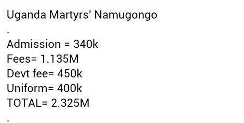 School requirements for St Martyrs Namugongo