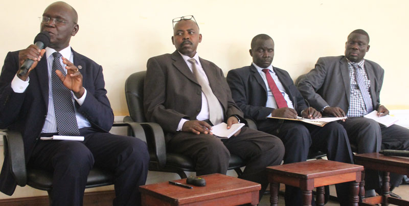 GULU UNIVERSITY DEBATE: Left to Right, Prof. Joseph Obua, Prof Byaryhanga Rukooko, Prof. Paul Waku and Prof. Openy Juru during the public debate in Gulu
