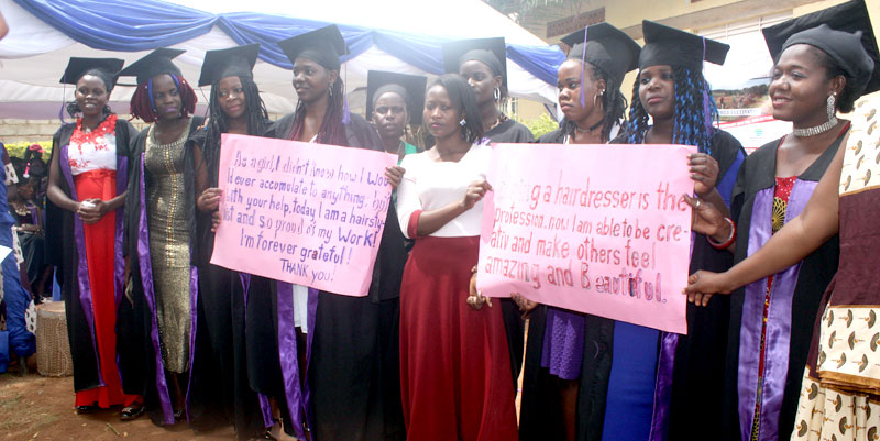 The hair-dressing graduands during the function