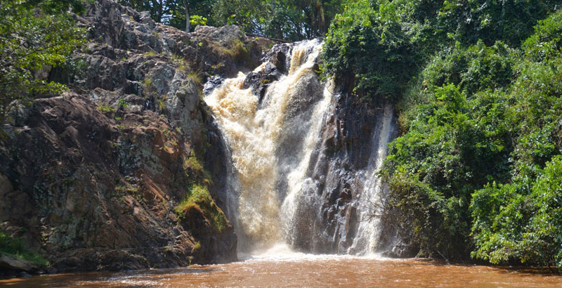 Ssezzibwa Falls where traditionalists offer money to their gods