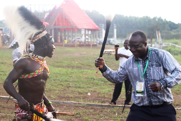 The Executive Director of the National Theatre Peter Ojede dancing away to the music