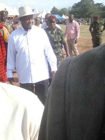 President Museveni arriving at the venue in Kumi Booma grounds