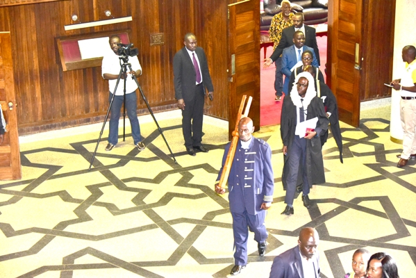 Mr. Wasswa Kasim Ssensalo 2nd in line a law student at the Islamic University in Uganda (IUIU) presided as the Speaker of People's Parliament mock debate