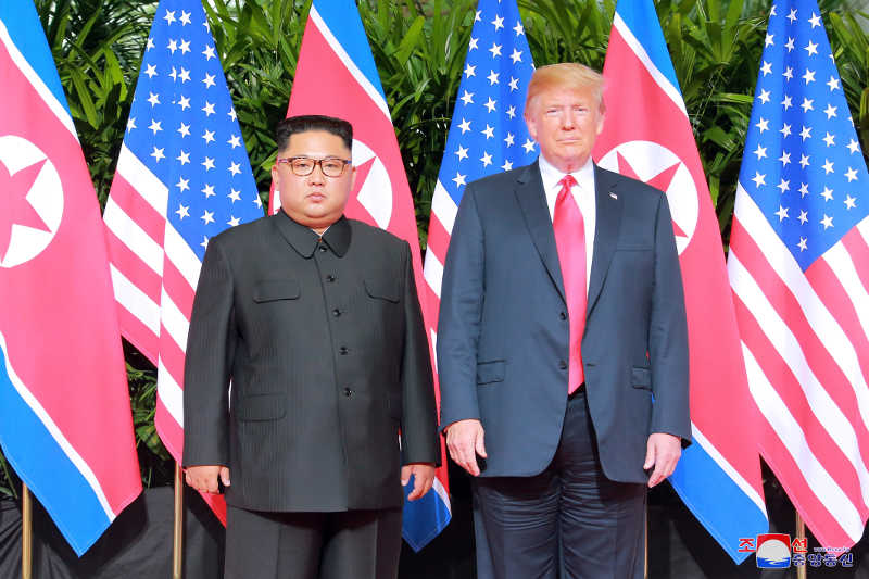 Kim Jong Un held the summit meeting and talks with Donald J. Trump, president of the United States of America, at Sentosa Island of Singapore on June 12, 2018 for the first time in the histories of the two countries.