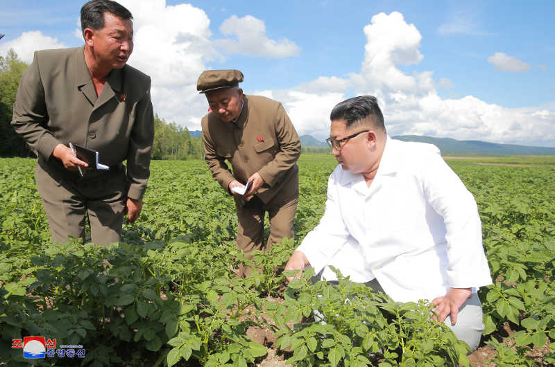 Supreme Leader Kim Jong Un inspects Junghung Farm in Samjiyon County. July, Juche107 (2018)