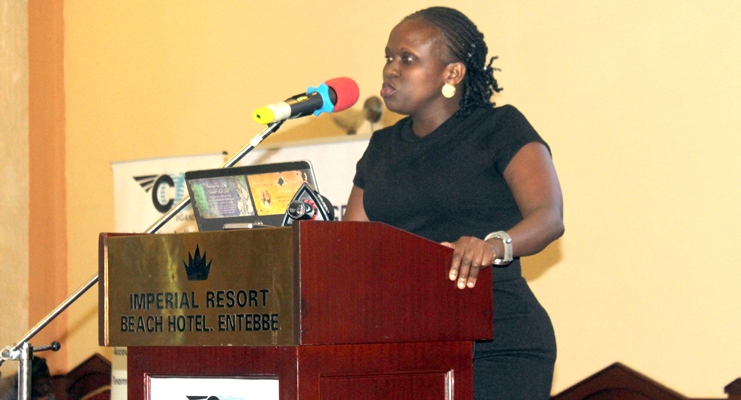 Florence Nakyeyune speakiing to CAA service providers
