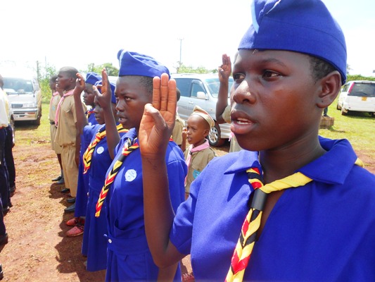 Students sing the National Anthem