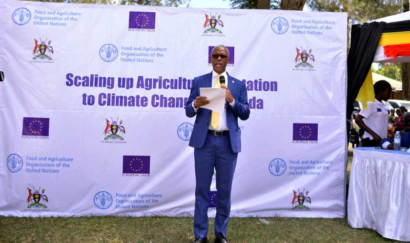 FAO Uganda Rep Antonio Querido speaking at the project launch in Kalungu district