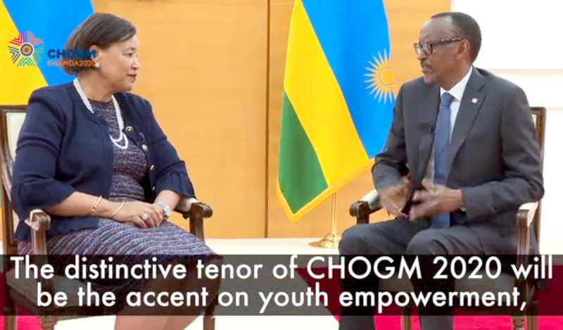 Commonwealth Secretary-General Patricia Scotland and Rwanda's President Paul Kagame