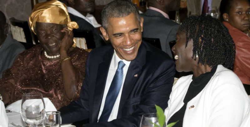 President Obama hosted about three dozen members of his family at hotel Kempinski, where he slept while visiting Kenya for the first time as President of US