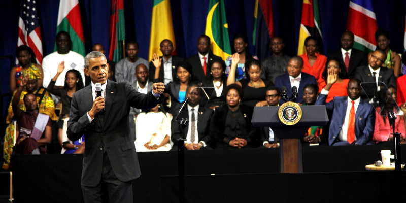 US President Barack Obama speaking to Mandela Fellows in 2014. Will his message be heard by Uganda's youth?