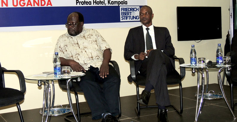 Ramathan Ggoobi the author with Prof. Ogenga Latigo former leader of Opposition